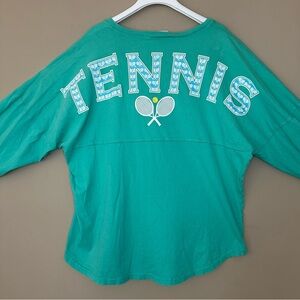 Tennis Spirit Jersey Women XL Tenniscore Preppy Casual Long Sleeve Tshirt Green